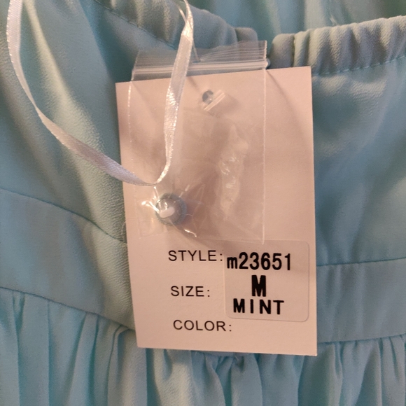 Open back mint evening gown - Picture 3 of 7